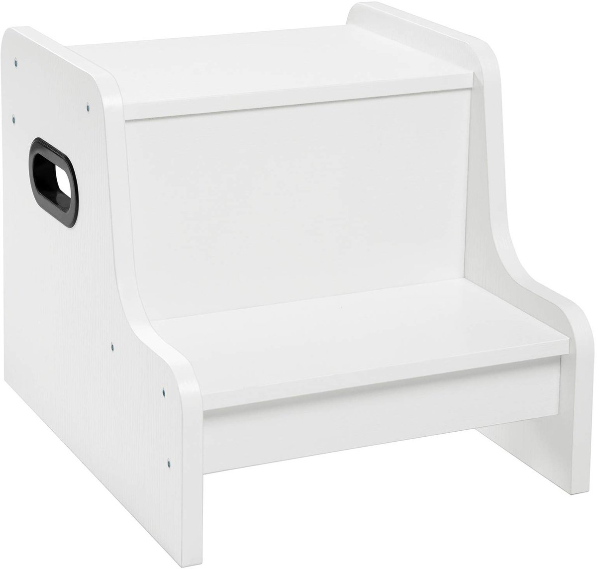 Opstapkruk voor kinderen, trapkruk, kinderkruk met 2 treden, met antislipmat en handgreep, multifunctioneel, voor badkamer, keuken, kinderkamer, wit EWT01JD01G1