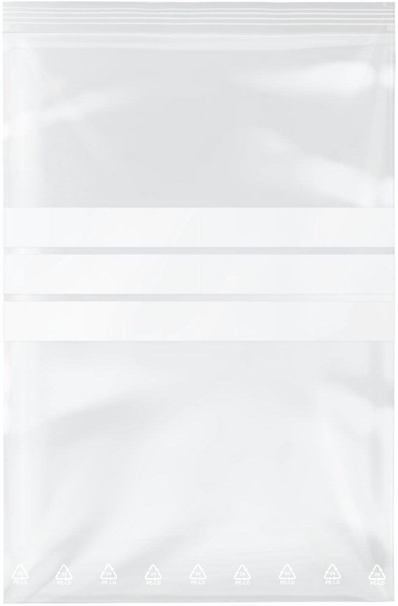 zakjes met druksluiting, transparant, ritszak, herbruikbare plastic zakken voor verschillende materialen (100, 40 x 60 mm, met tekstveld)