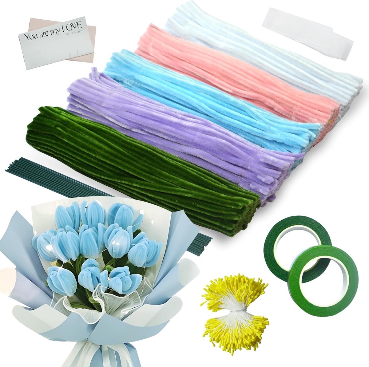 Creatieve pijpenragers in 5 kleuren met schimmelvrije doppen voor bloemen, knutselprojecten en decoratieaccessoires
