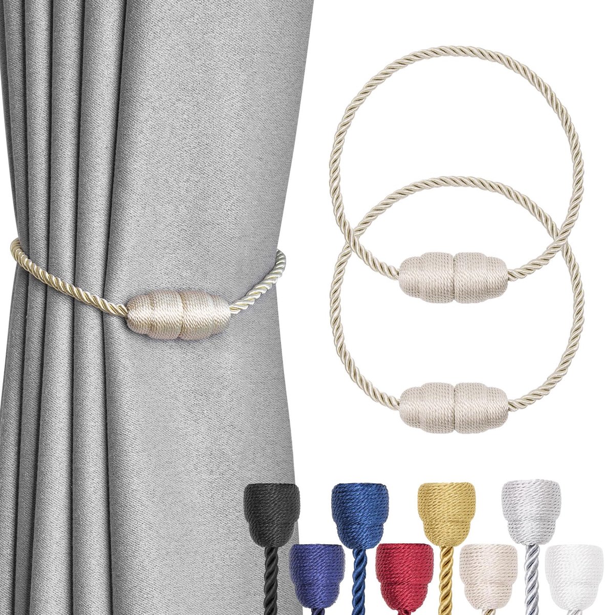 Gordijn embrasses handgemaakte stof touw gordijn houder elegant decoratief gordijn draperen stropdas terug voor huis en kantoor raam drapery, beige, 2 stuks