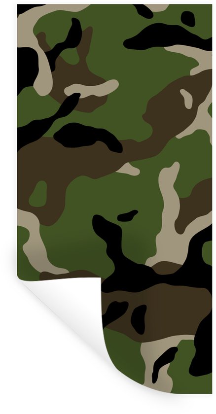 Muurstickers - Sticker Folie - Militair camouflage patroon - 60x120 cm - Plakfolie - Muurstickers Kinderkamer - Zelfklevend Behang - Zelfklevend behangpapier - Stickerfolie