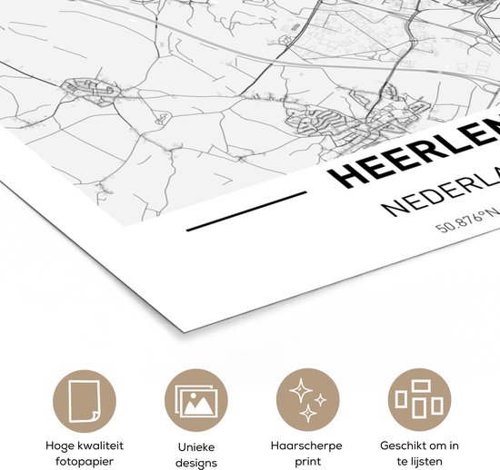 Affiche Plan de la ville Heerlen - 40x60 cm - Carte