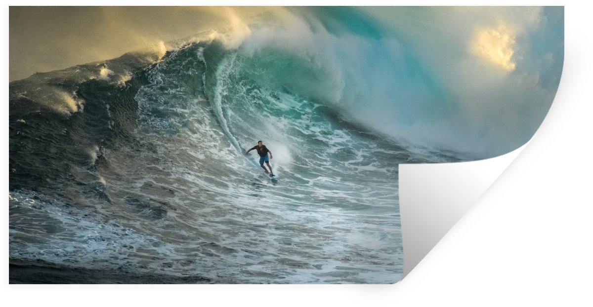 Muurstickers - Sticker Folie - Surfer op grote golfen - 160x80 cm - Plakfolie - Muursticke