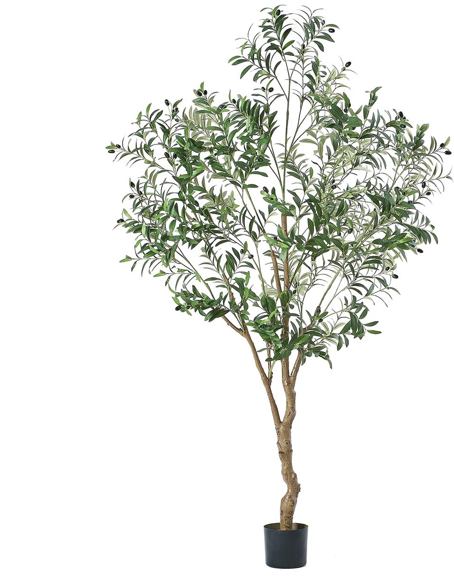 210cm Kunstmatige Olijfboom - Decoratieve Boom met 2000 Bladeren voor Woonkamer/Kantoor