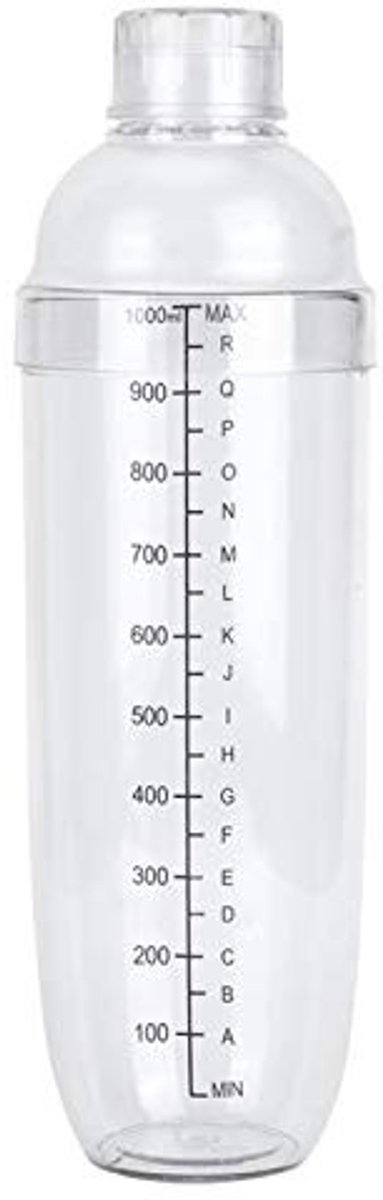 Dailygoods- Cocktailshaker 1000 ml - Drankmixer - Maatfles - Baraccessoire - Thuisgebruik - Glanzend oppervlak - Drankshaker