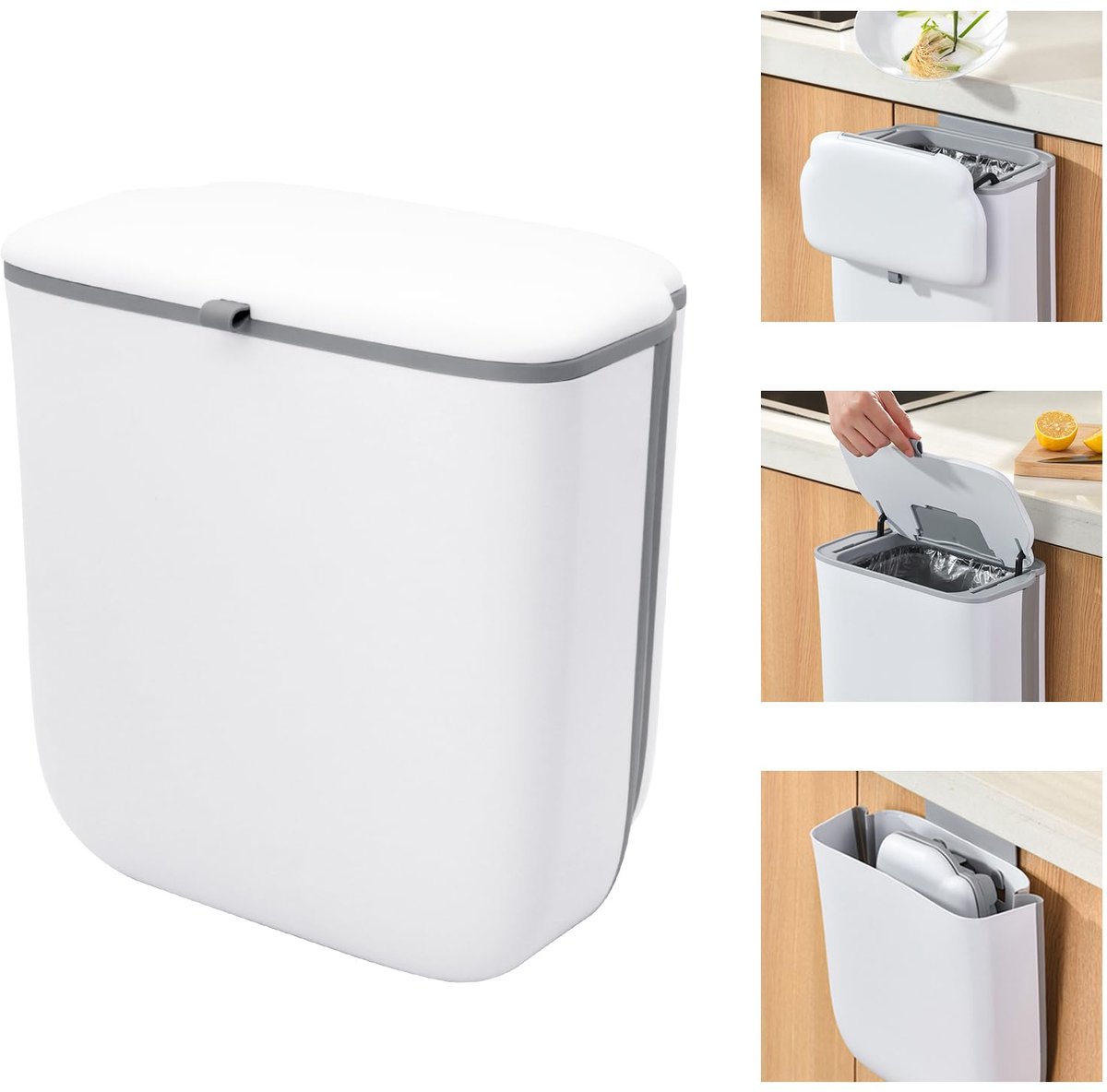 hangende vuilnisemmer met deksel, 10 liter, keuken, compostemmer, hangende vuilnisemmer voor camper, toonbank, camping, badkamer, slaapkamer
