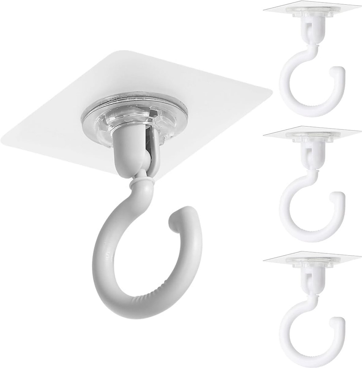 zelfklevende haken plafond extra sterk - 4 stuks zelfklevende transparante plafondhaken zonder boren, waterdichte muurhaken voor badkamer keuken kantoor slaapkamer