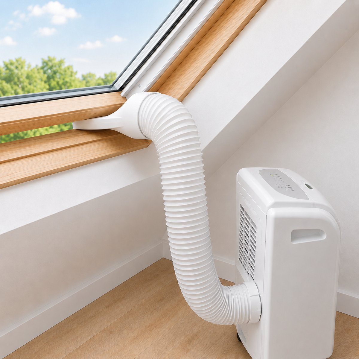 Airco-adapter Ø150 mm – Geschikt voor Velux dakraam – Koppelstuk voor mobiele airco met flexibele slang van Ø150 mm buitendiameter – Warmteafvoer via raam — afbeelding 4
