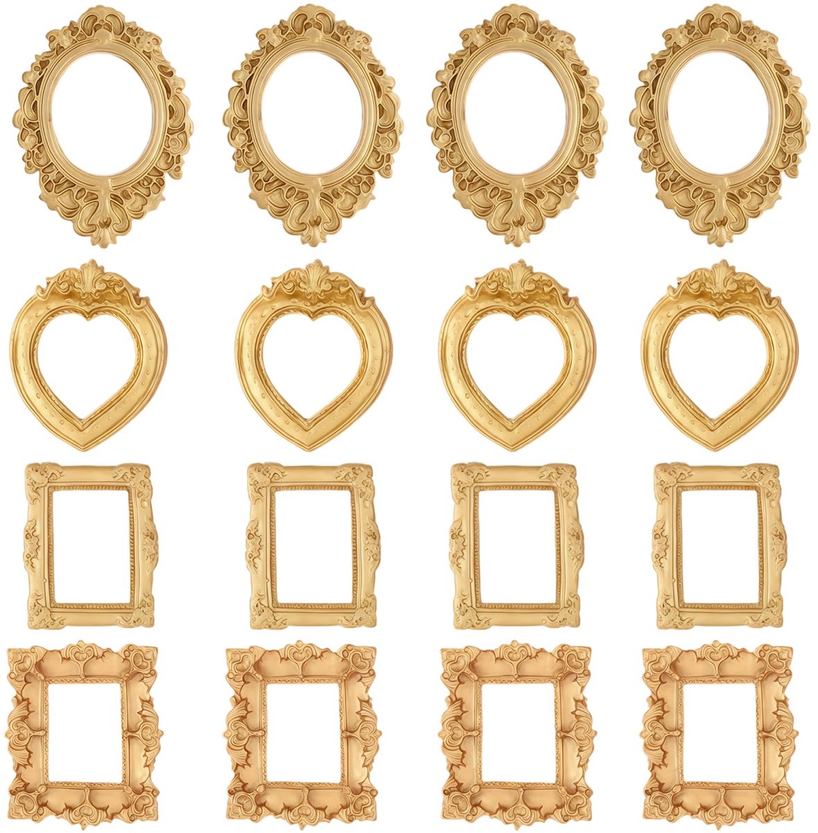 Mini Fotolijst Set - Vintage Lijstjes - DIY Knutselen - Hoogwaardig Kunsthars - 16 stuks - Goud