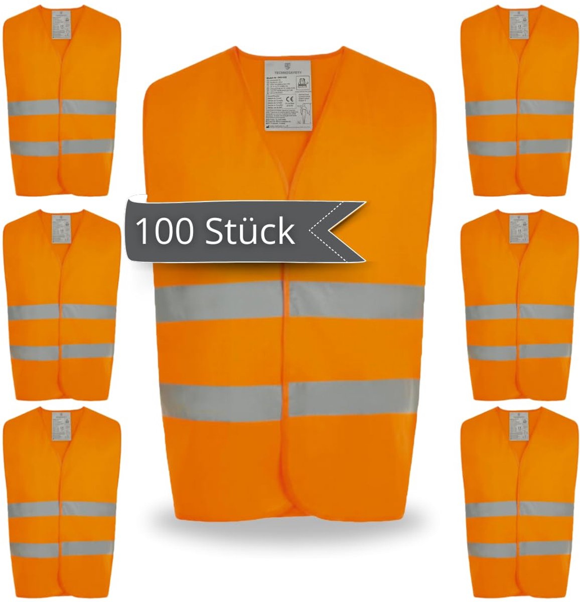 Veiligheidshesjes 100 stuks Oranje – Veiligheidsvest met reflectie – Hoge zichtbaarheid