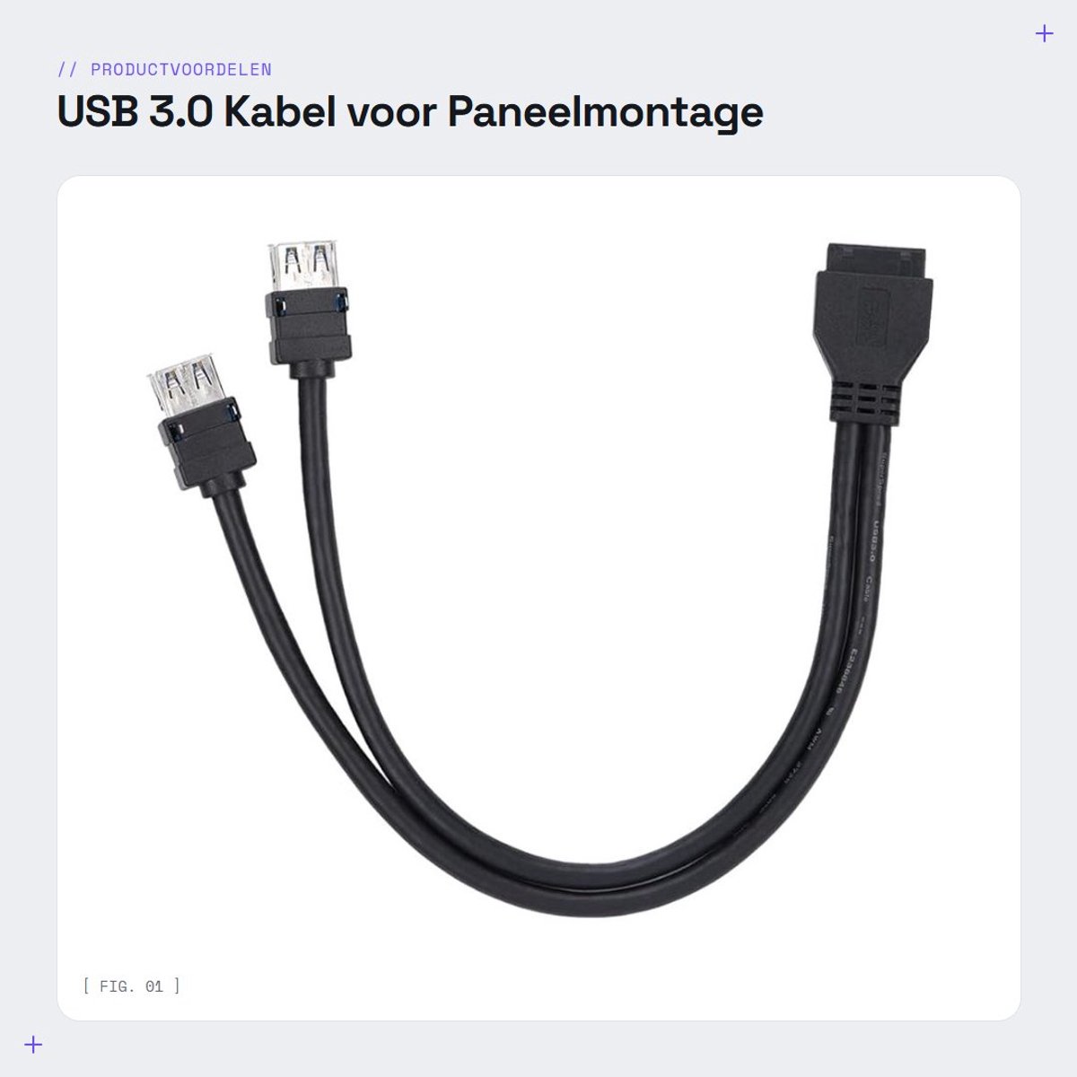 Dailygoods - USB 3.0 Kabel voor Paneelmontage, 19/20PIN