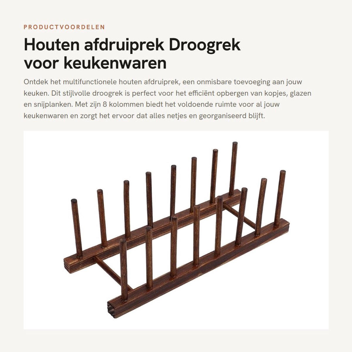 Dailygoods- Afdruiprek met Lekbak - Afdruiprek Inklapbaar - Houten Afdruiprek - Duurzaam - Compact - Opbergoplossing voor Keuken - Droogrek