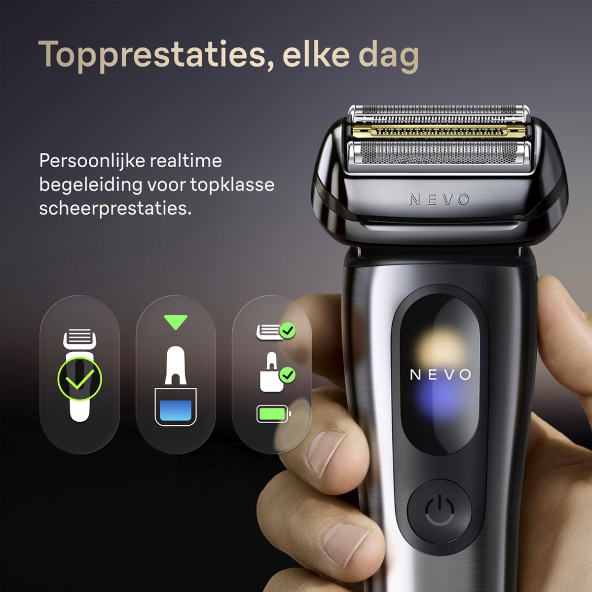 Braun NEVO Elektrisch Scheerapparaat - met AeroTouch-technologie - Smart display - Inclusief 7in1 NEVO Care System - Reisetui - NEVO15000C - Zilver - Scheerapparaat voor Mannen thumbnail 4