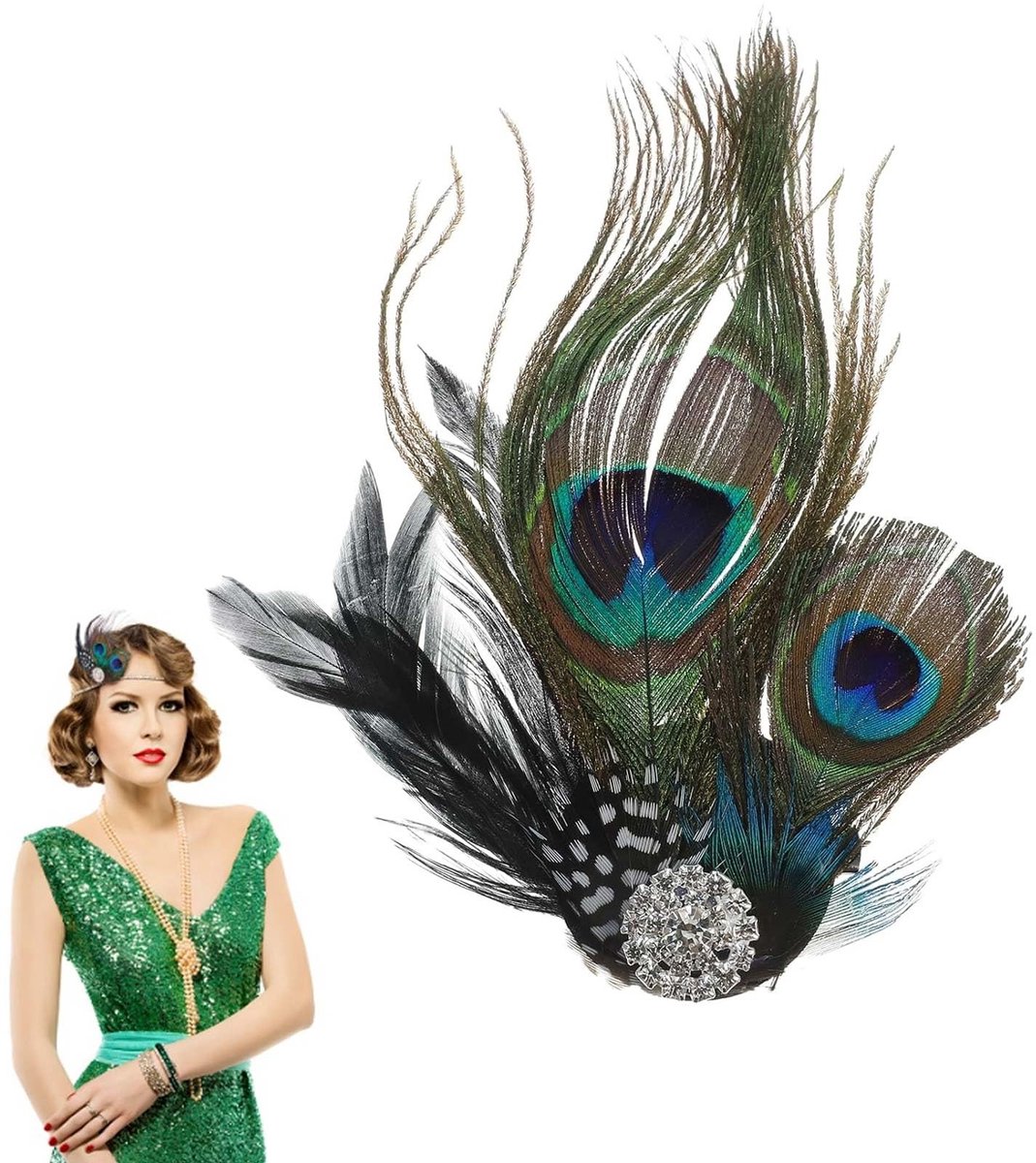 Dailygoods- Haarklem Glamoureus Design - Pauwenveer Haaraccessoire - Lichtgewicht - Unieke Versiering - Perfect voor Feestjes - Elegante Uitstraling