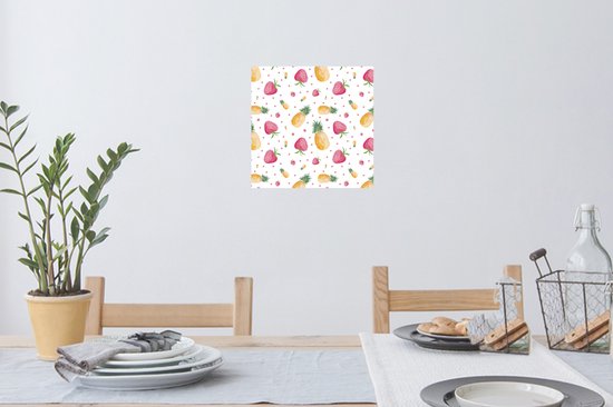 Muurstickers - Sticker Folie - Aardbeien - Ananassen - Waterverf - Sjablonen - 30x30 cm - Plakfolie - Muurstickers Kinderkamer - Zelfklevend Behang - Zelfklevend behangpapier - Stickerfolie