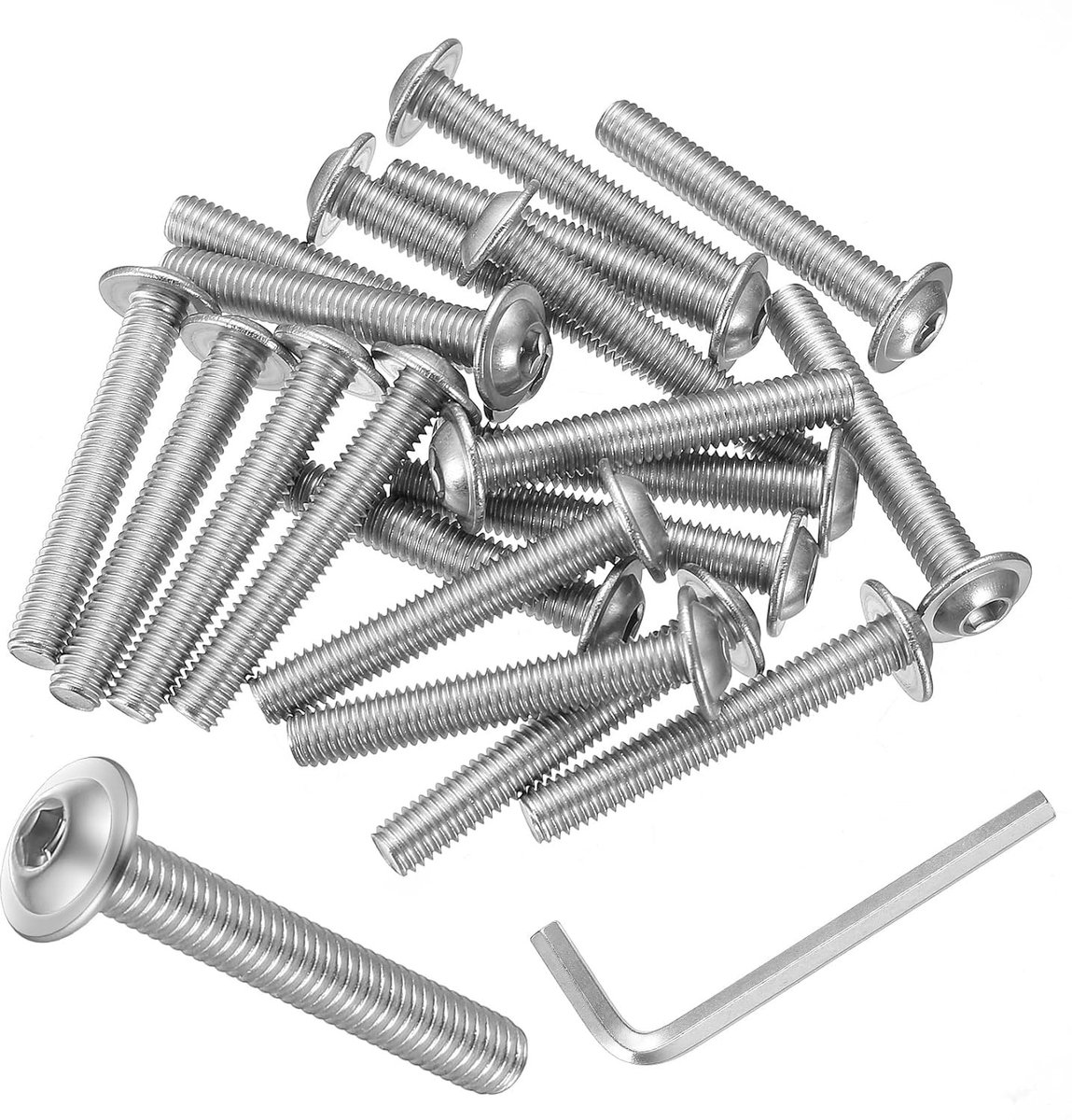 40-delige M6 Schroeven Set, M6 x 40mm Lenskop Schroeven met Flens, RVS, Voldraad, Machine Schroeven, Assortiment voor Bevestigen en Montage