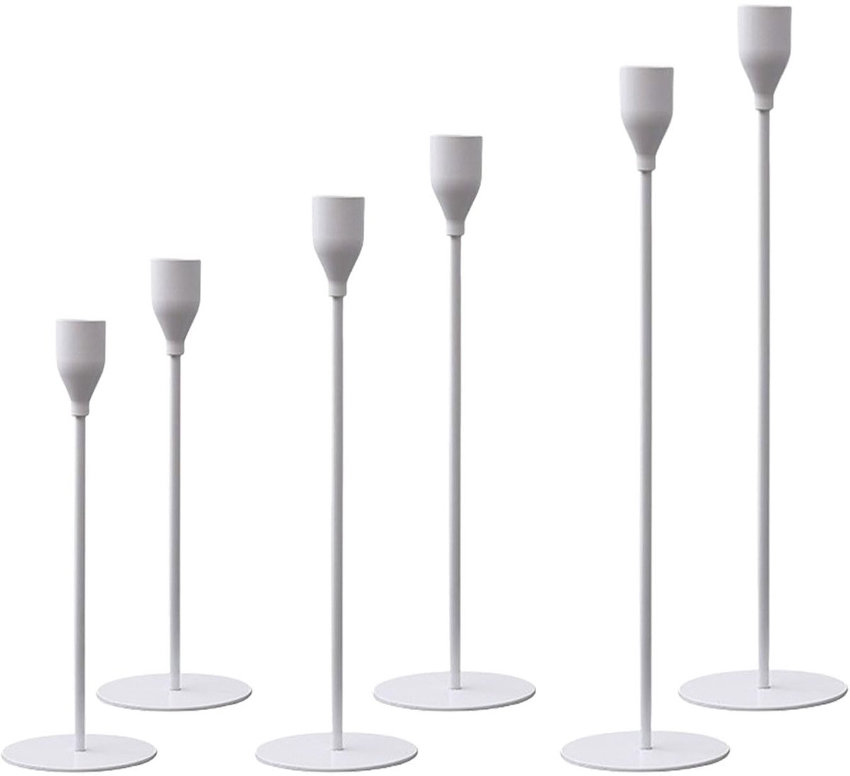 3 stuks voor staafkaarsen, schoorsteenmantel Witte kandelaars voor 3/4" staaf- en LED-kaarsen, Elegante kandelaar tafelmiddelpunt voor bruiloft/feest/avondeten/jubileum