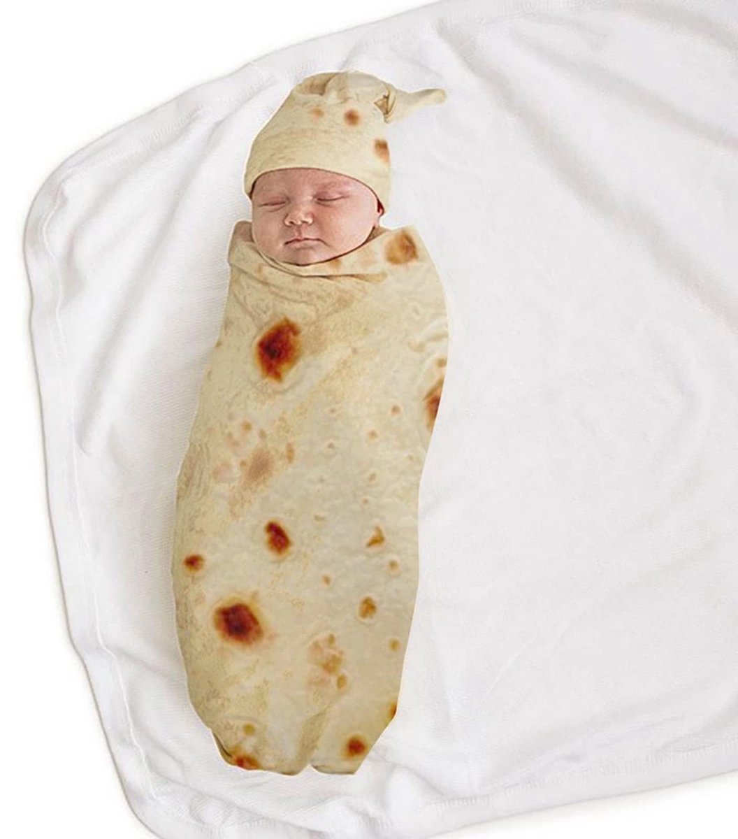 Inbakeren Deken Burrito Inbakeren Deken Flanel Tortilla Wrap Deken Met Hoed Baby Douche Deken