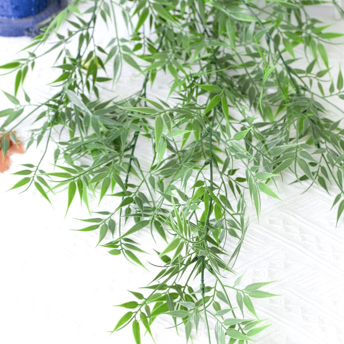 2 stuks kunstmatige bamboe plant slinger, 180 cm groene bladeren nepplanten faux bamboe slinger kunstmatige hangende plant groenery ranken voor bruiloft, feest, tuin, kantoor, slaapkamer