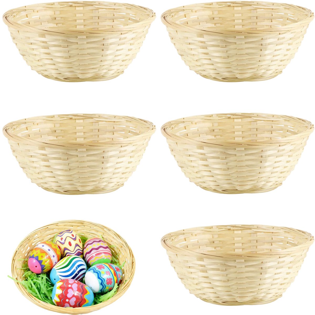 Mand voor Pasen, 20 cm, paasdecoratie, tafelmandjes voor snoep en decoratie voor feestdagen en woonruimte, opbergoplossing voor buiten