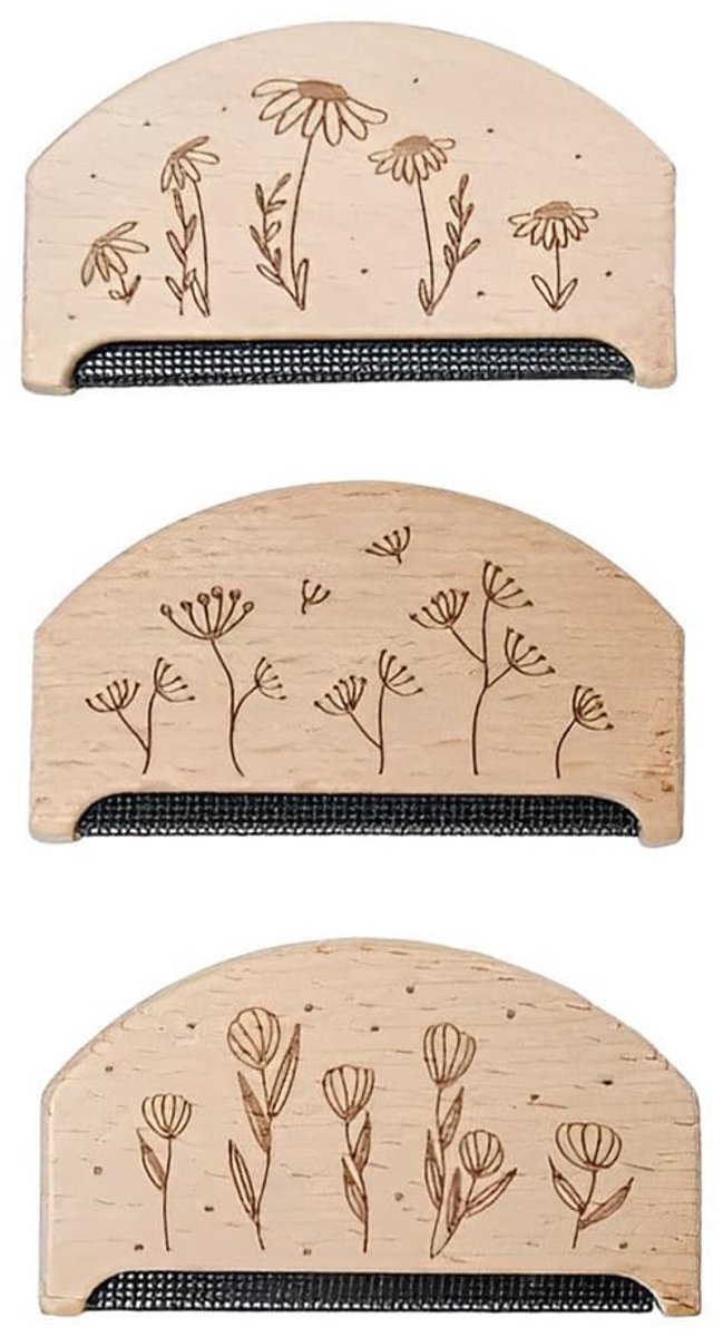 Dailygoods- Kam Houten 3 Stuks - Kasjmierkam - Pluisverwijderaar - Fuzz Remover - Bobble Verwijderaar - Lichtgewicht en Stevig - Pluisjeskam