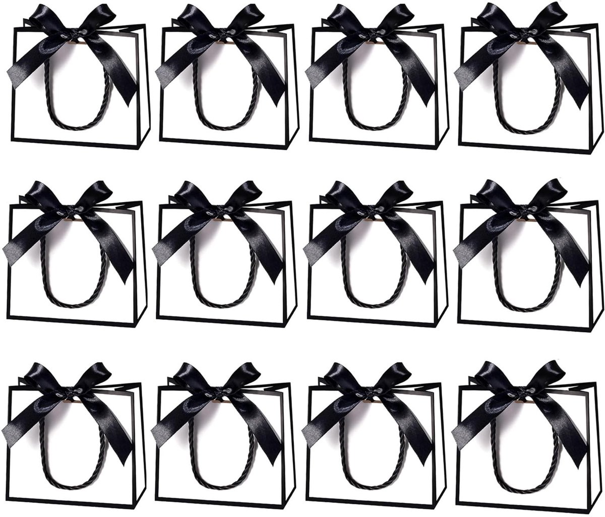 Dailygoods- Cadeauzakje Mini - 12 Stuks - Cadeauzakjes met Handgrepen - Bruiloft/Babyshower - 14 x 6 x 12 cm - Karton - Perfect voor Kleine Cadeaus - Geschenkzakje