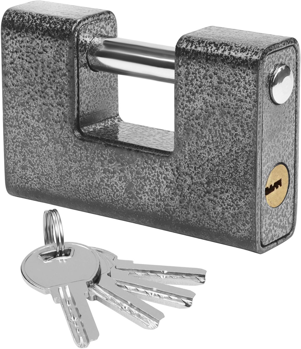 Dailygoods- Hangslot Zware Kwaliteit - Gehard Staal - 12mm Dikke Beugel - 850g Gewicht - Met 4 Sleutels - Duurzaam en Corrosiebestendig - Veiligheidslot