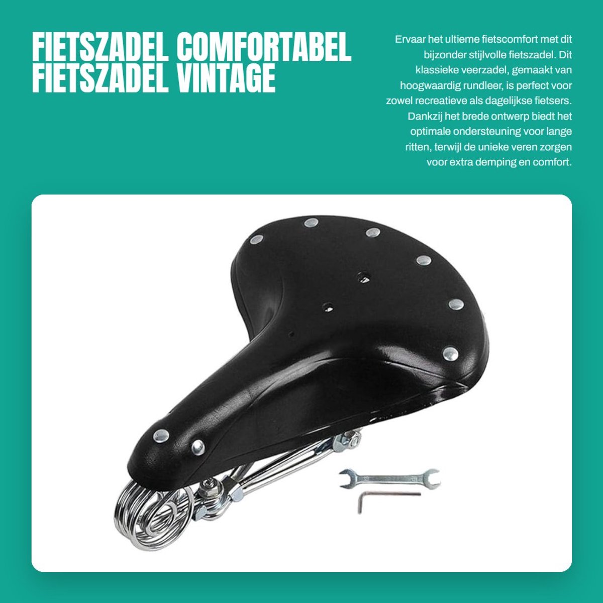Dailygoods- Fietszadel comfortabel - Vintage Rundleer - Klassiek Veerzadel - Natuurlijke Ventilatie - Hoogwaardige Materialen - Duurzaam en Praktisch - Fietsstoel