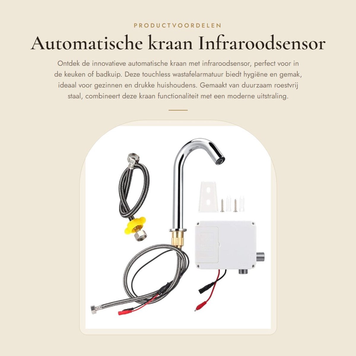 Dailygoods - Automatische kraan - Infraroodsensor - Touchless wastafelarmatuur - Chroom - G1/2 inch schroefdraad - Batterijgevoed - Geschikt voor keuk...