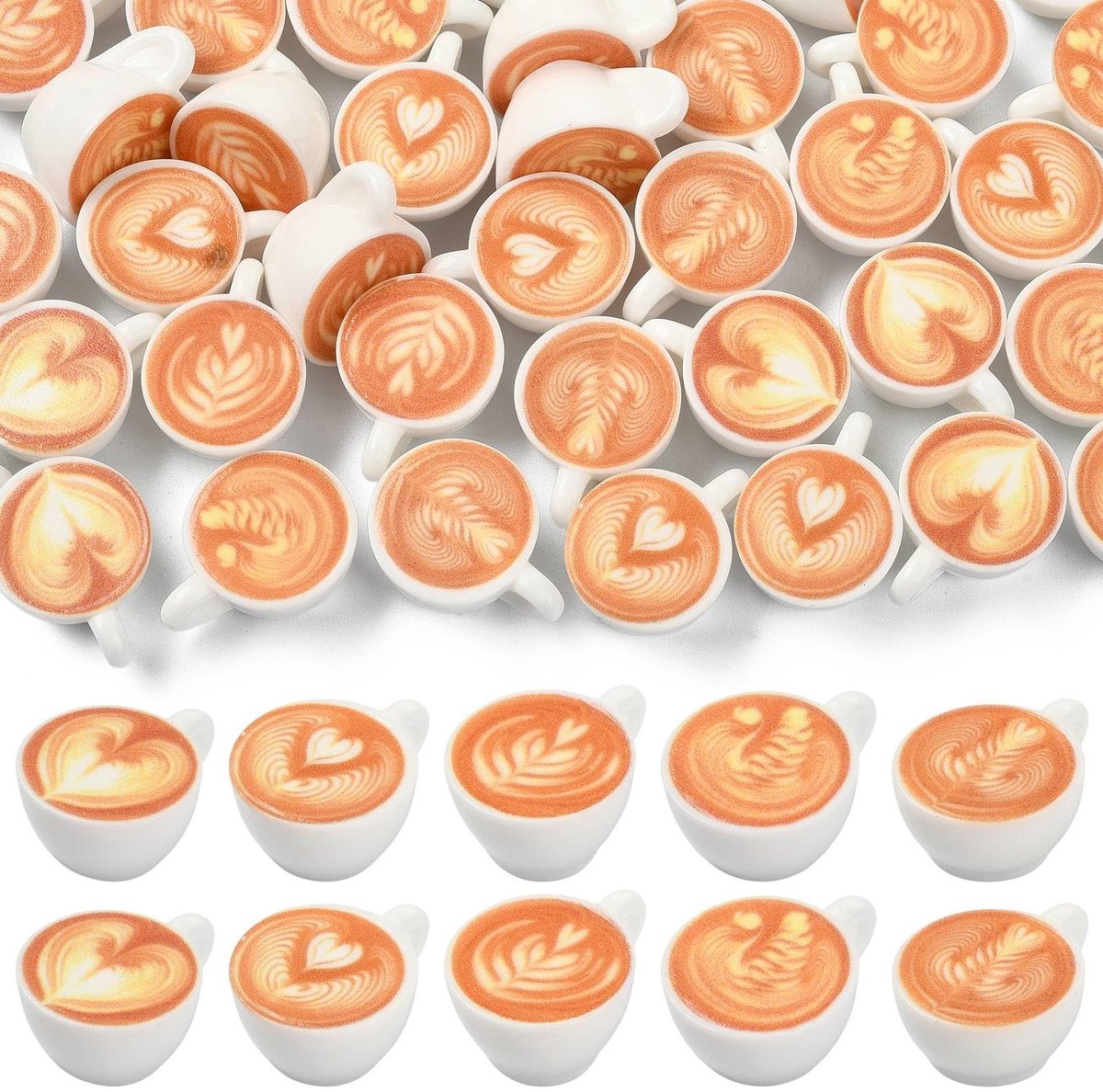 Dailygoods- Koffie Cup Beeldjes 50 Stuks - Mini Hars Beeldjes - 3D Latte Mok Beeldjes - De