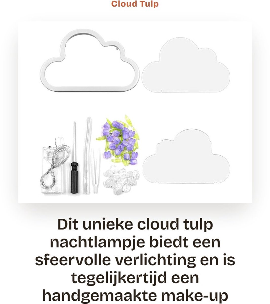 Dailygoods - Cloud Tulp Nachtlampje met Handgemaakte Make-up Spiegel