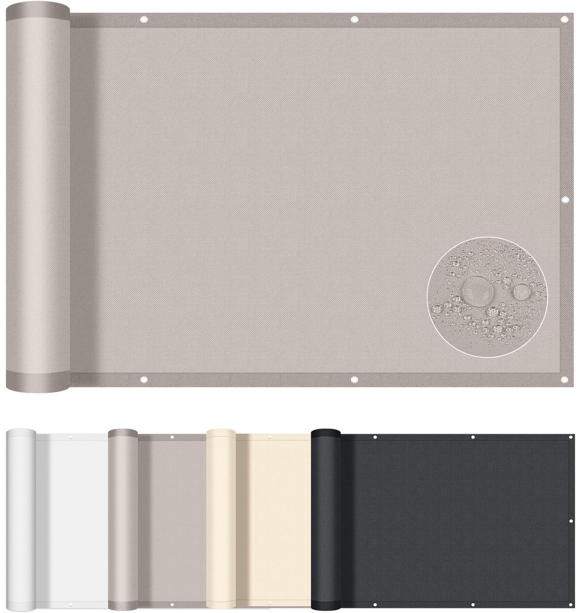 SHADE Balkonscherm 70x600cm Waterdicht Balkonafdekking Inkijkbescherming Ondoorzichtig Balkonomranding Met Oogjes Windscherm UV-bescherming Voor Terras Tuin Balkon-Taupe