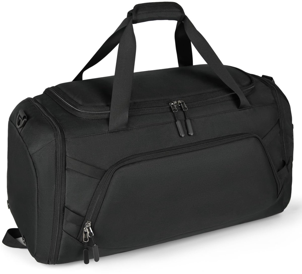Sporttas voor heren, grote reistas, 40 liter, 55 l, weekendtas, met schoenenvak, nat vak, waterdicht, gymtas, reistas, saunatas, zwart/grijs, zwart, 55L, Sportief