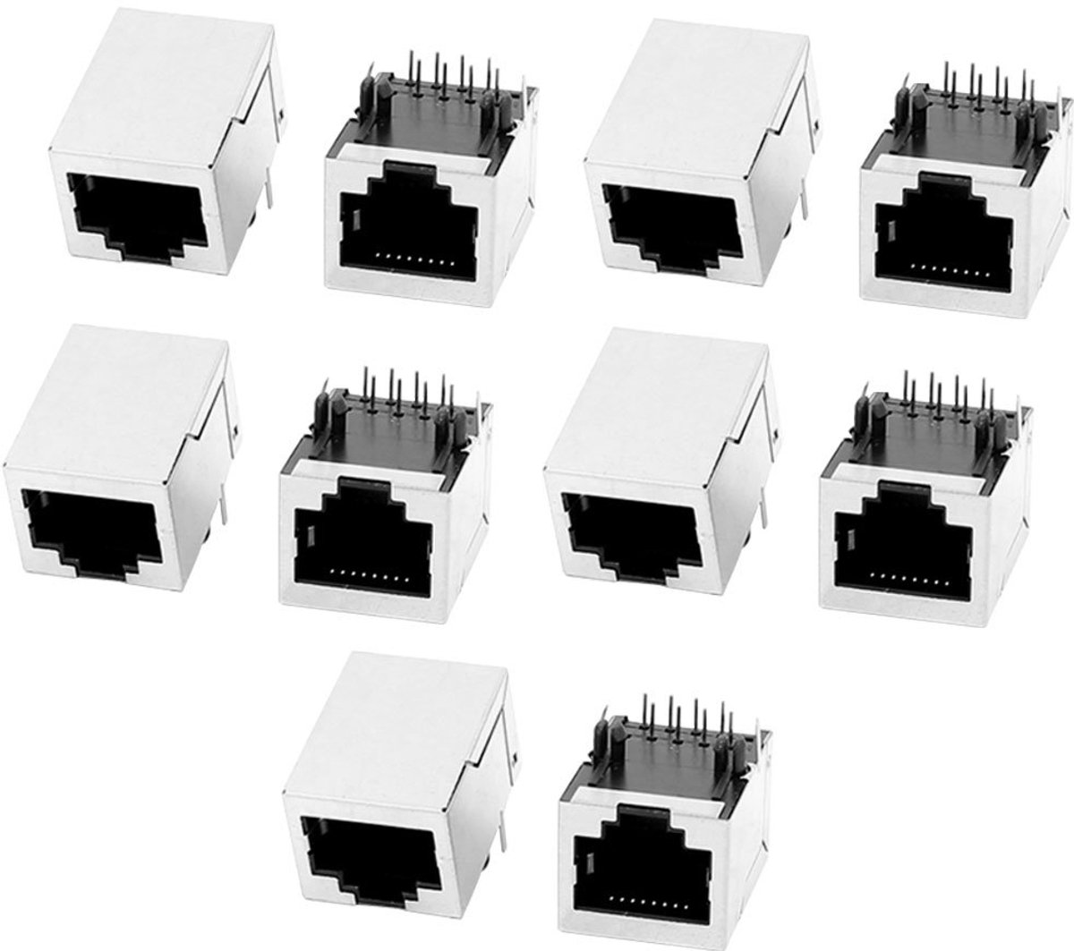 Sourcingmap 10 Stks RJ45 Modulaire Jack 8P8C PCB Mount Socket Netwerk Connectoren Koppelingen