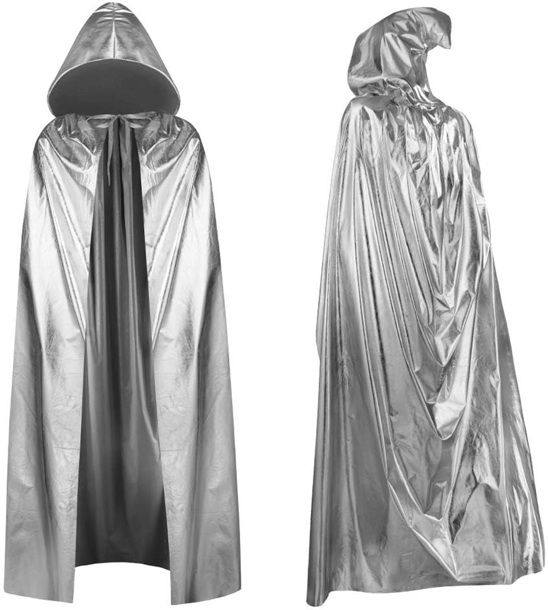 Aomig Volwassen Goud Vergulde Capuchon Mantel, Halloween Metallic Glanzende Capuchon Cape voor Volwassenen, Unisex Volledige Lengte Capuchon Mantel, Volwassen Fancy Dress Haak Mantel voor Halloween