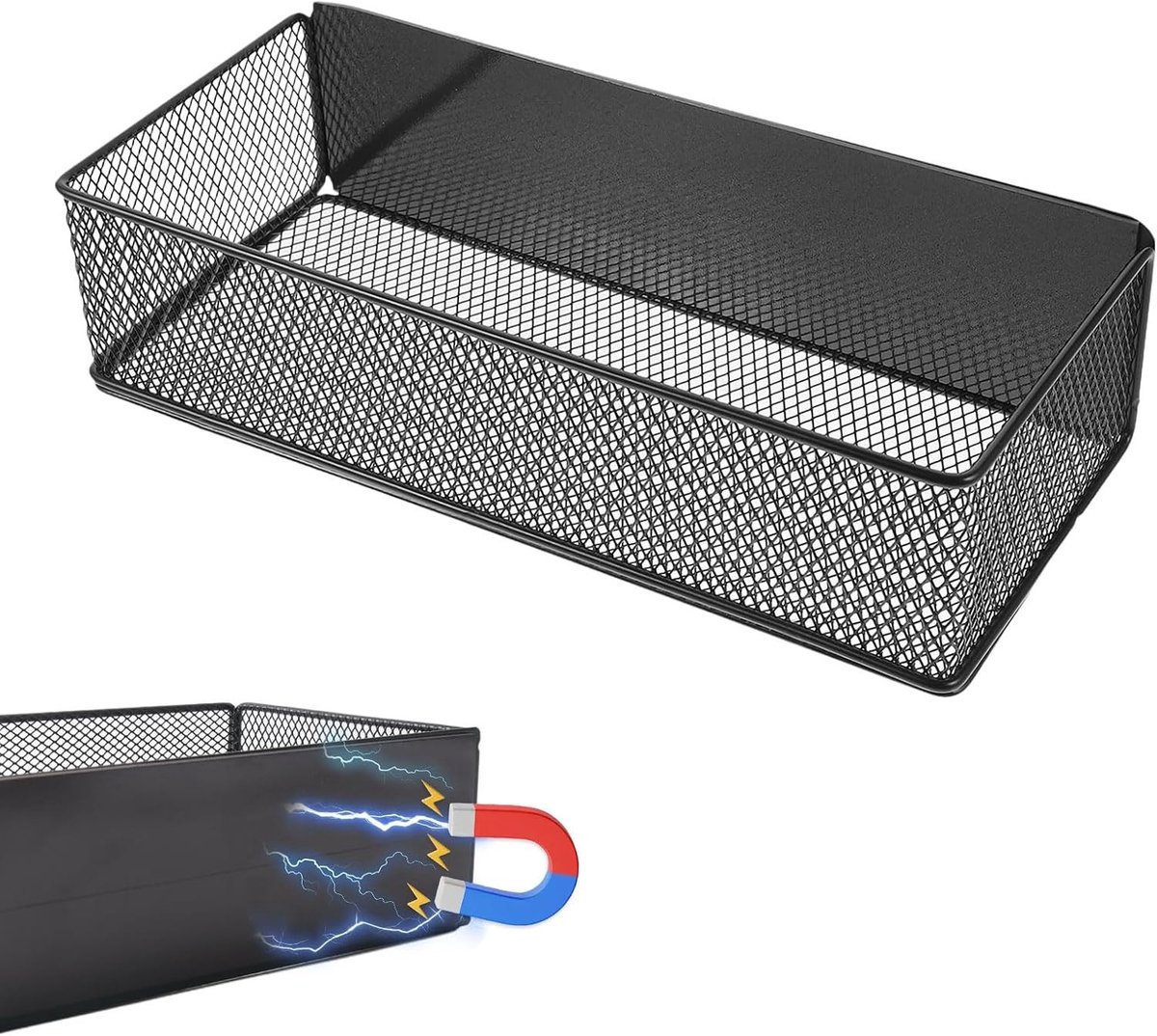 Magnetische koelkastopbergrek voor keuken zonder boren - Specerijenorganiser met sterke houder, 27 x 12 x 7,5 cm, tot 2,5 kg belastbaar