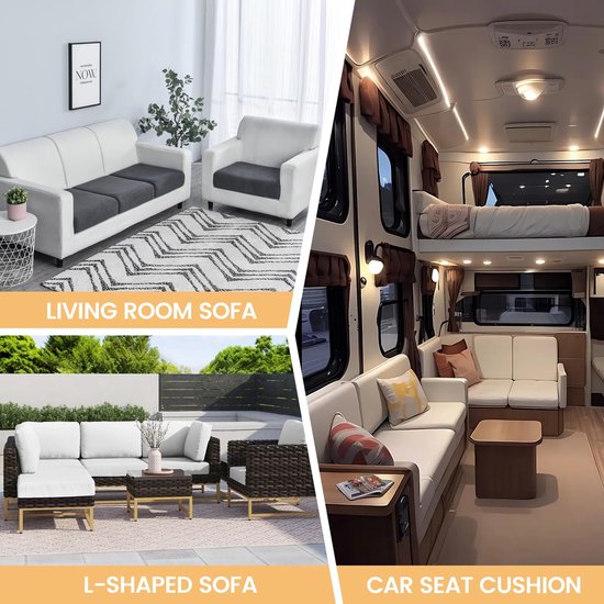 Stoelhoes stretch jacquard, antislip camper dinette kussenhoezen, voor caravan, camper, bank, antislip, kinder- en huisdiervriendelijk, wasbaar (donkergrijs, B 60-90 cm, D 30-50 cm) — afbeelding 2
