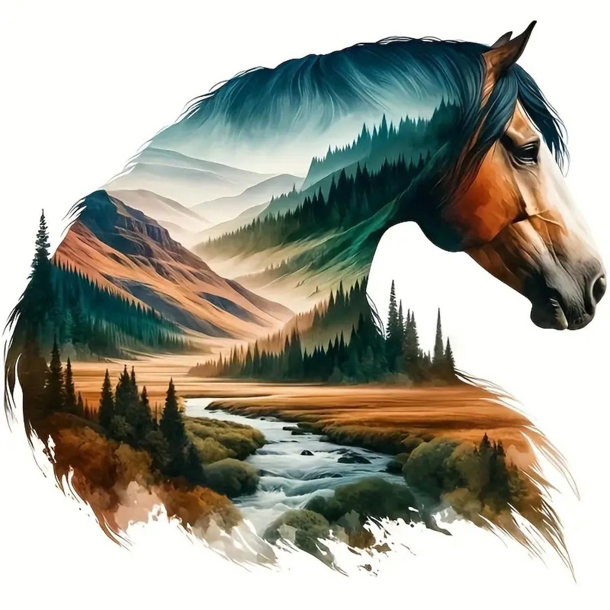 5D Diamond Painting Set Paard, DIY Diamond Painting Set voor Volwassenen, Paarden Diamant Art Kit, Diamant Schilderset voor Volwassenen met Diermotieven op Bergwegen, wanddecoratie voor thuis, 30 x 30