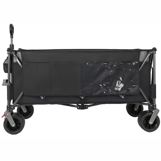 Opvouwbare transportkar met 300L inhoud, 250kg draagvermogen, 130cm verlengd en extra breed (17x10cm), voorzien van all-terrein wielen. Gepatenteerd 4-weg direct opbouwsysteem. Zwart. — afbeelding 3