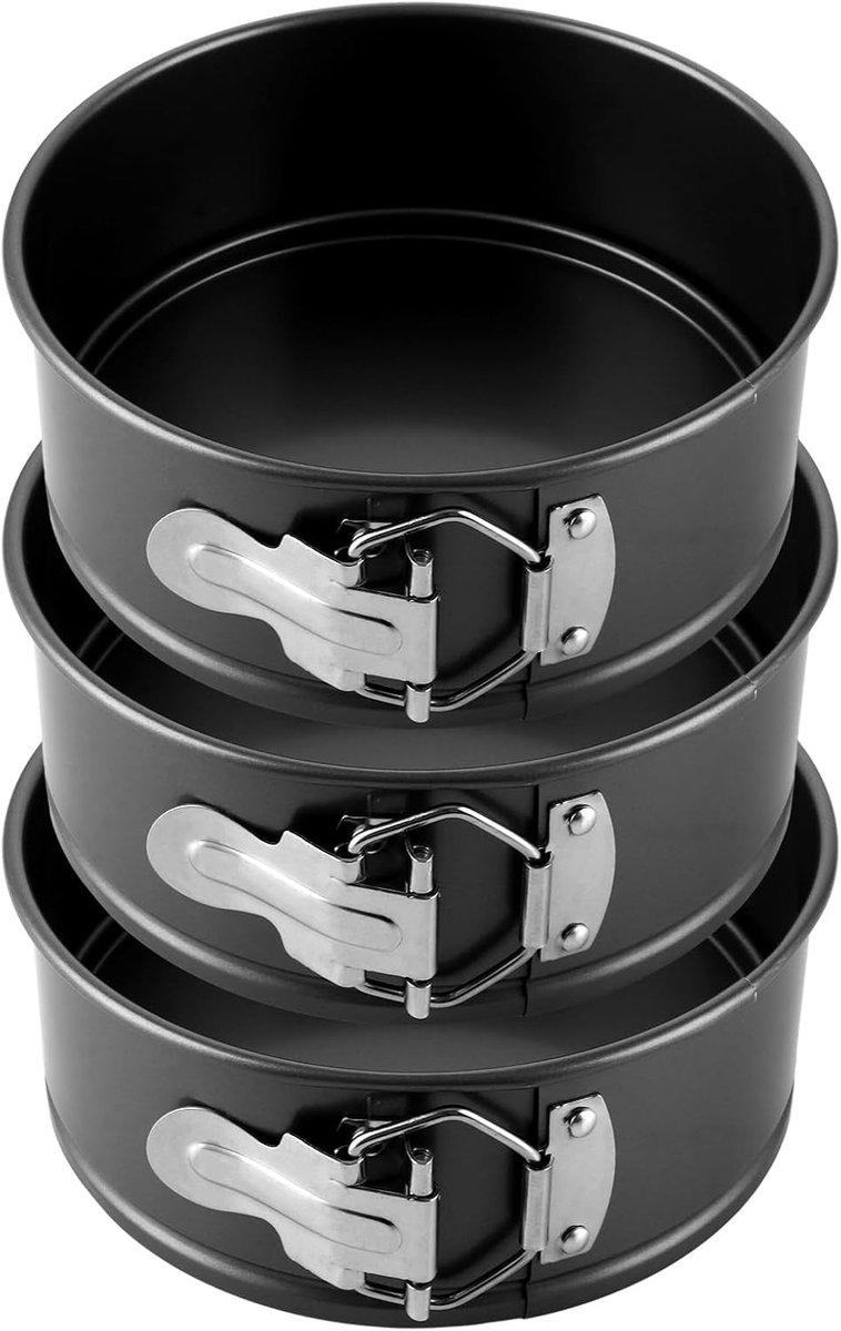 Set van 3 ronde bakvormen van 16 cm - anti-aanbak, springvorm voor muffins, taarten en desserts van koolstofstaal