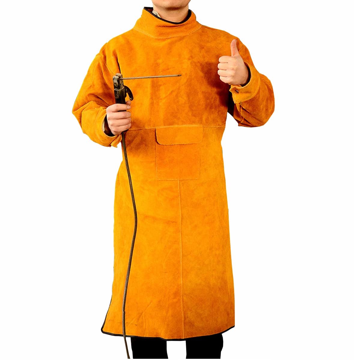 Schort voor mannen en vrouwen, met mouwen en kraag, Heavy Duty Workman Workshop Werk Bescherming Schort, Spark-proof Hittebestendig 104 x 53 cm