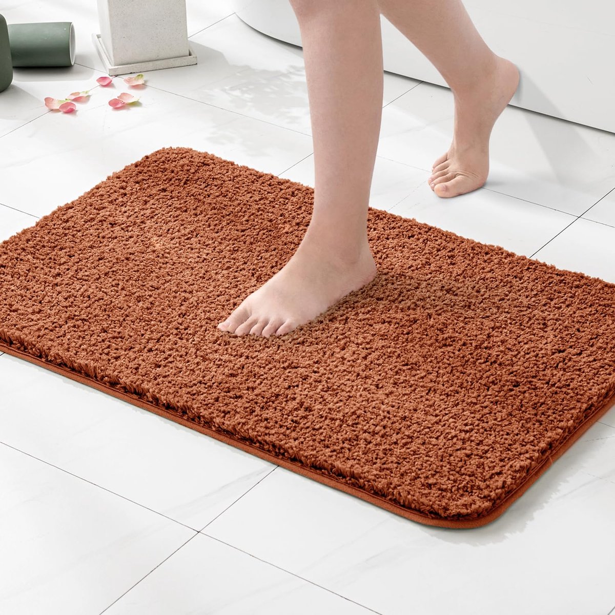 Badmat antislip absorberende badkamer zachte luxe douche kleine mat deurmat binnen tapijten keuken tapijten tapijt mat wasbaar voor badkamer slaapkamer keuken ingang 70x120 cm baksteen rood
