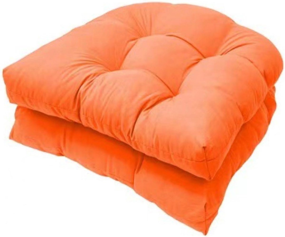 Tuinstoelkussens Set - Stoel en rugkussens - Buiten Zitten - Dikke PP Katoen Vulling - 48 x 48 cm - Oranje