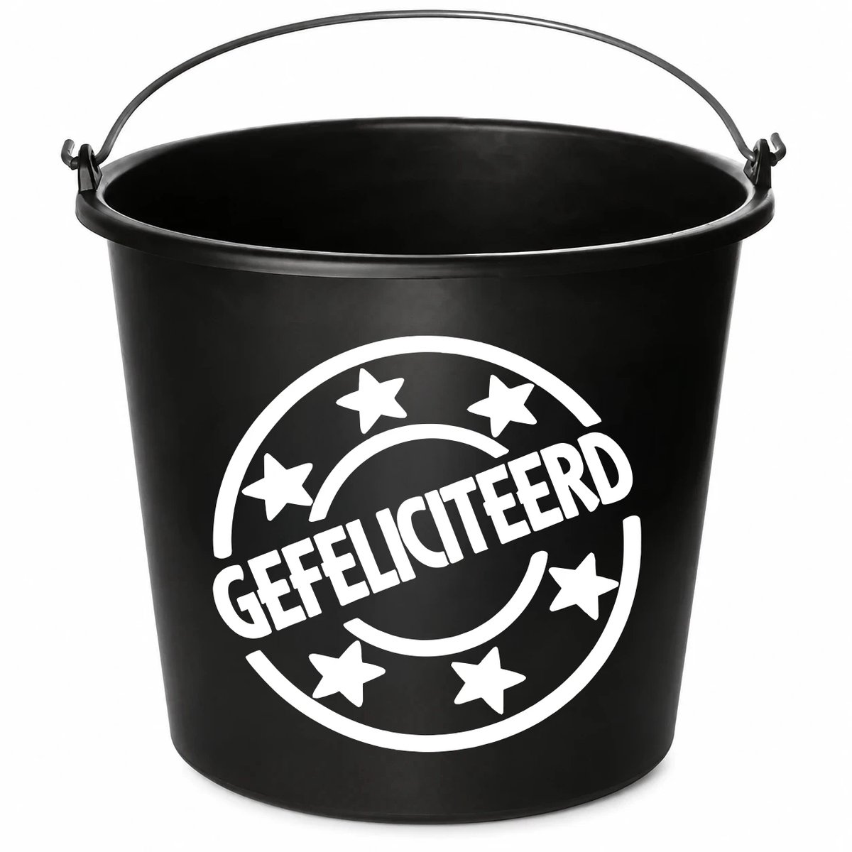 Emmer - Gefeliciteerd - Cadeau emmer - met tekst - 12 liter - zwart