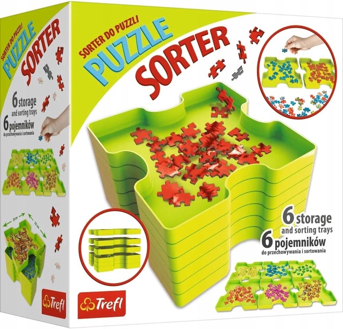 Puzzel Sorter met 6 Houders voor Efficiënte Opslag en Transport