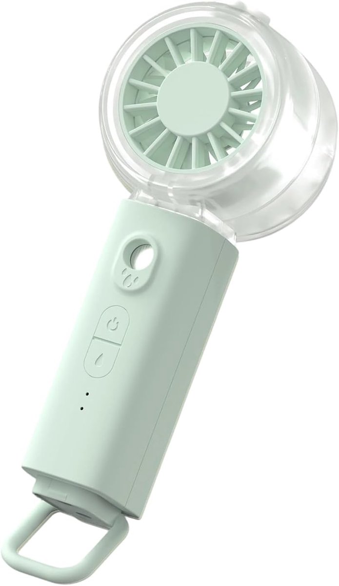 Oplaadbare Ventilator - Handventilator Koeler - Buiten Verkoeling - Met Nevelspray - 143 mm - Groen