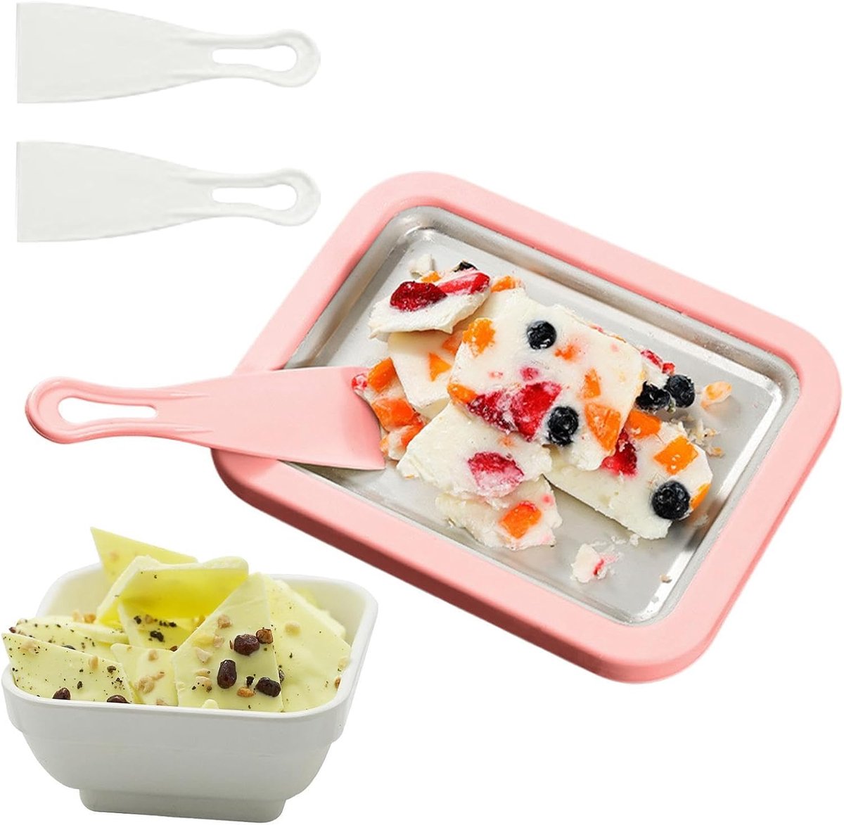 Gerolde IJs Bak - Dessert Maker - Thuis Feesten - Dubbele Schraper - 26 cm - Roze