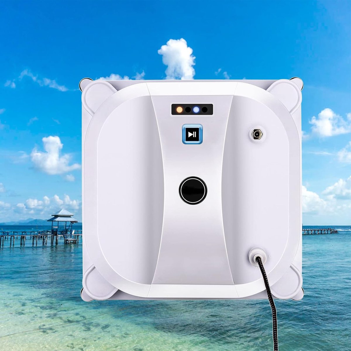Glasreinigingsrobot - Automatische Ramenwasser - Hoge Ramen Schoonmaken - Sterke Zuigkracht 2500pa - 248x248x90mm - Wit