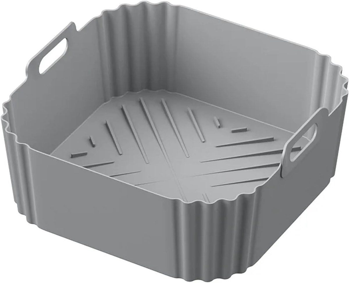 Siliconen Mat Airfryer Luchtfriteuse Inzet Voorkomt Aanbakken Optimaliseert Luchtcirculatie 225 cm Grijs