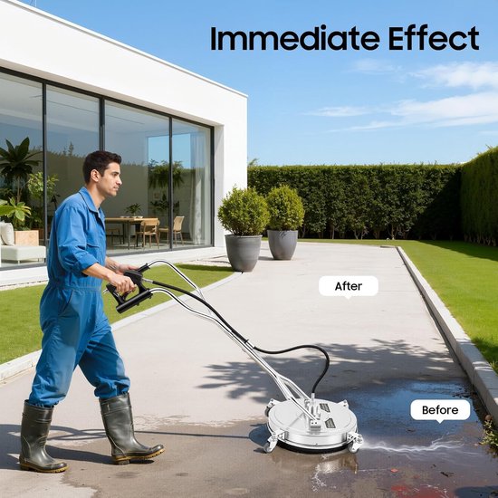 Hogedrukreiniger Oppervlaktereiniger - Terrasreiniger Opritreiniger - Efficiënt Reinigen - Met 4 Universele Wielen - 4500 PSI - Zilver Zwart — afbeelding 3